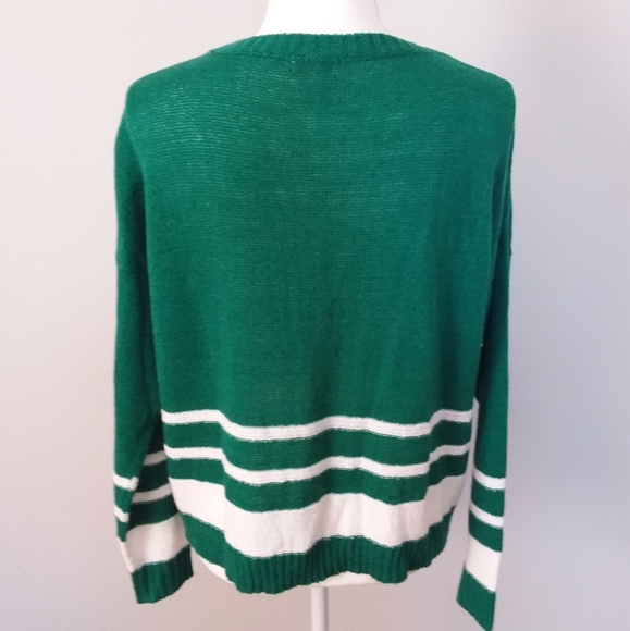 SO Green Knit Sweater with White Stripes. - Picture 7 of 11